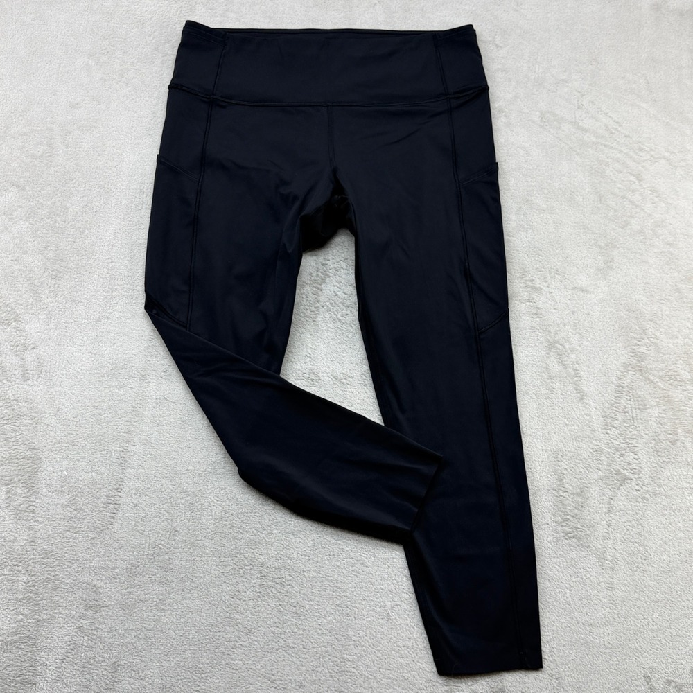 Lululemon Fast and Free Leggings Women 14 Black Nulux HR 25" Tight Yoga Running